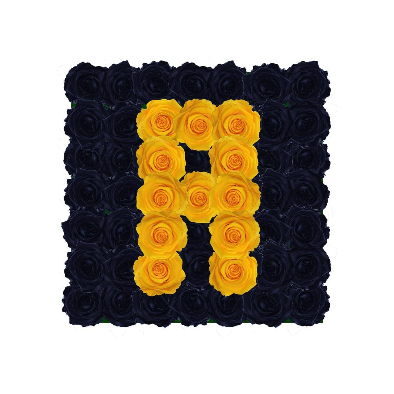 Letter A - Infinity Roses - Black / Sunny Yellow