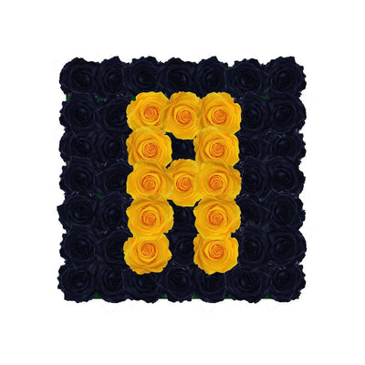 Letter A - Infinity Roses - Black / Sunny Yellow