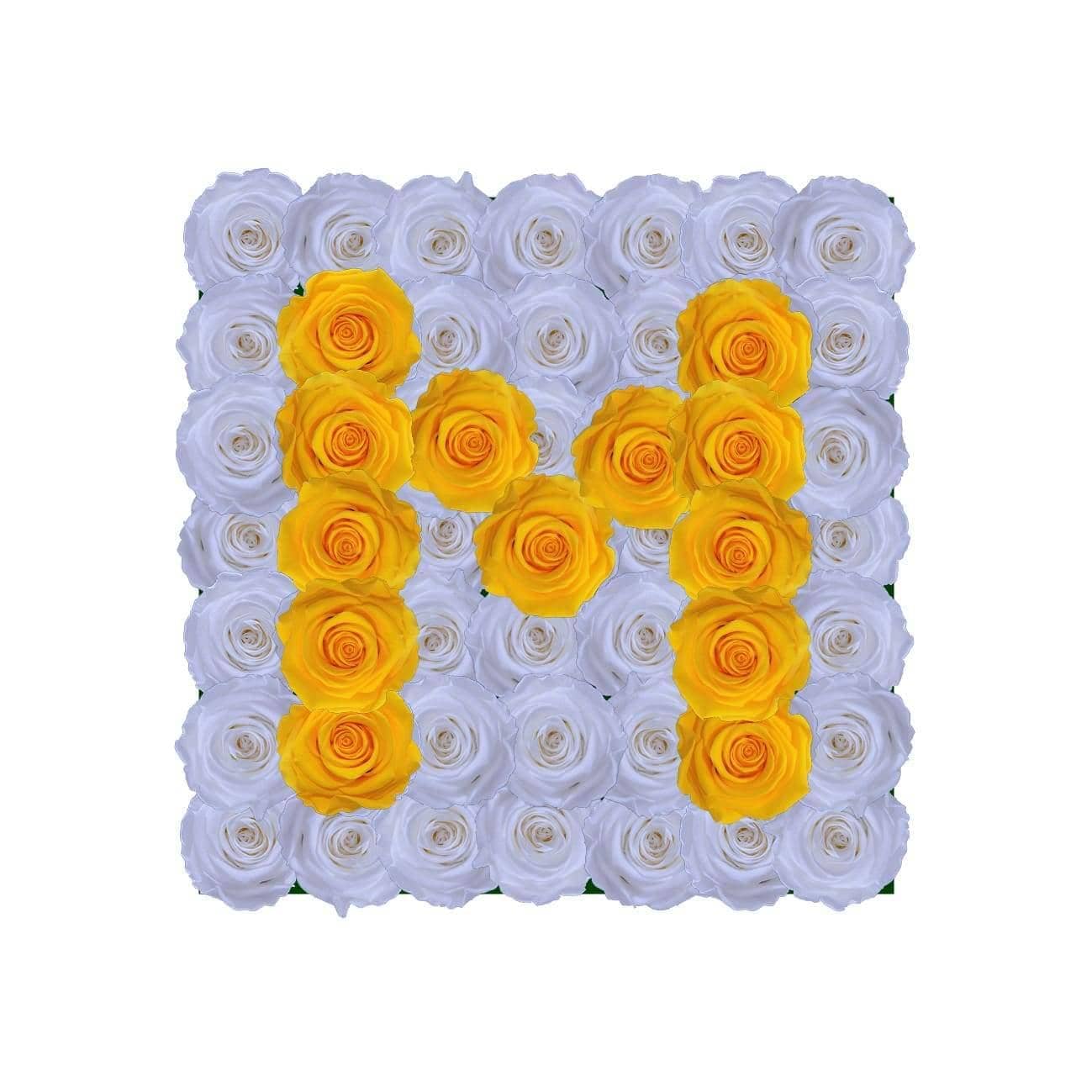 Letter M - Infinity Roses - White / Sunny Yellow