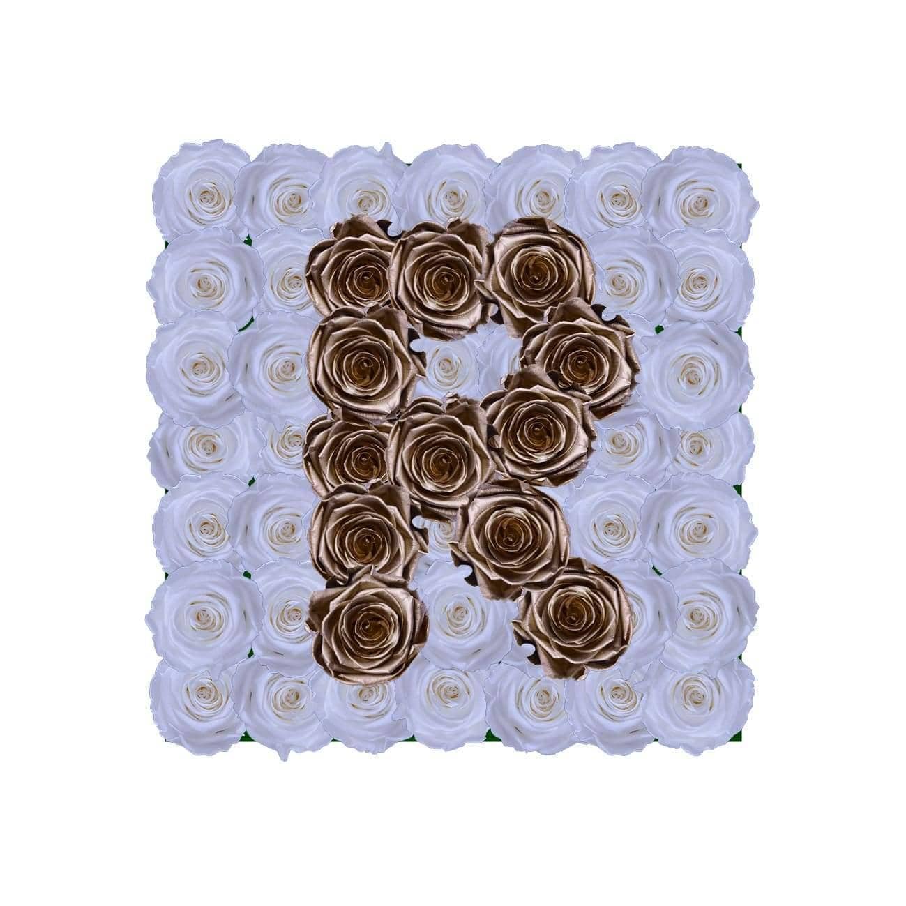 Letter R - Infinity Roses - White / Gold