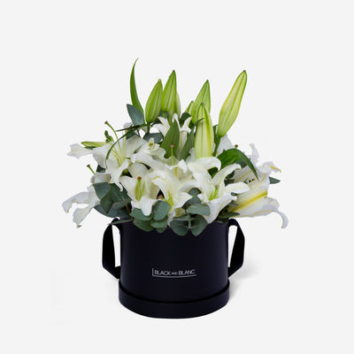 Lily White in Box - Fresh Flowers - Le Grand / Black - Box