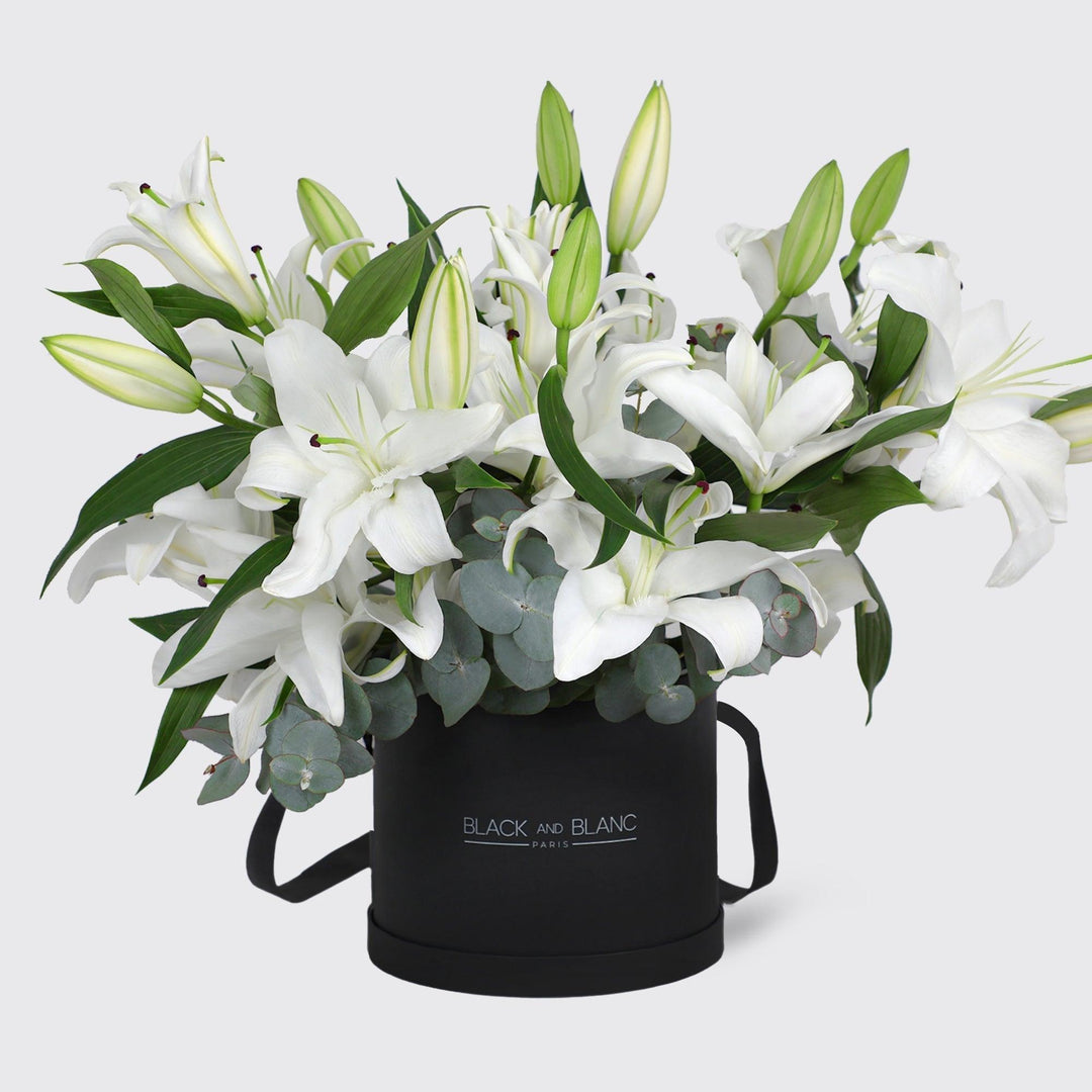 Lily White in Box - Fresh Flowers - Le Luxi / Black - Box