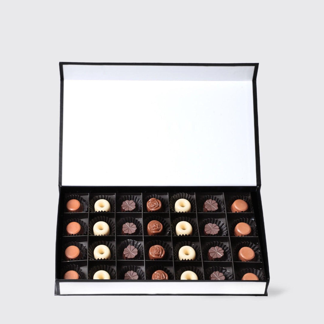 Milk, Dark, and white Chocolate - BLACK AND BLANC