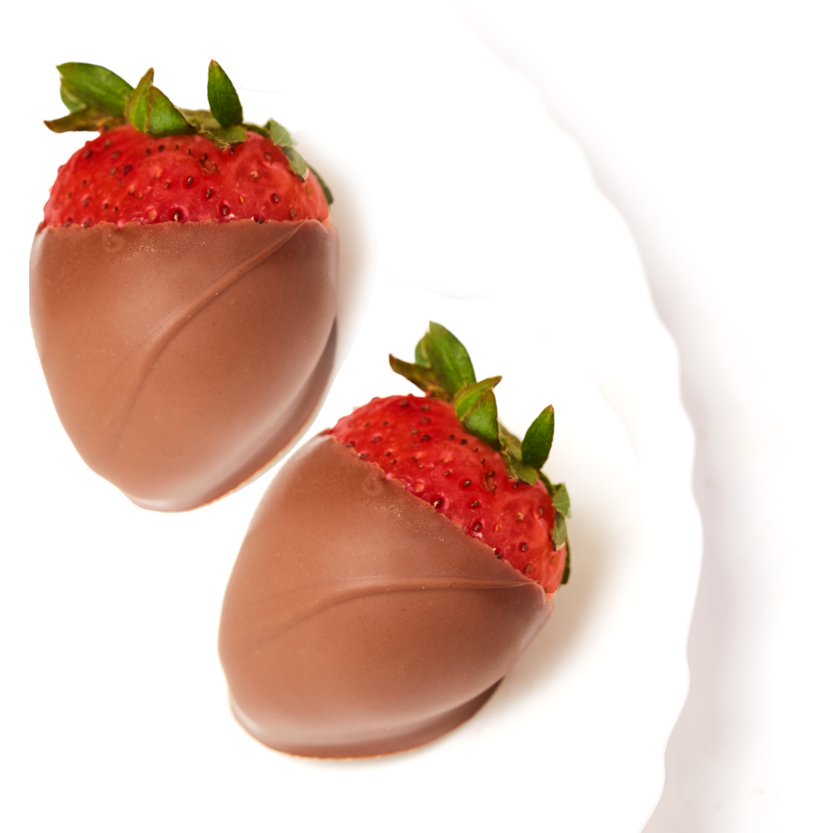 Milk Dipped Chocolate Strawberries with Godiva chocolate-covered tops exposed, delicious treat