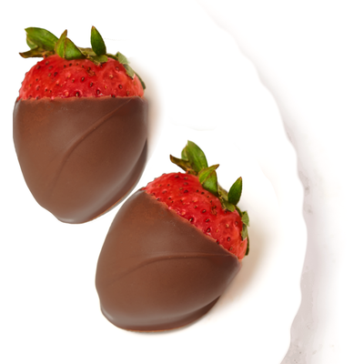 Milk Dipped Chocolate Strawberries with green leaves - Godiva chocolate-covered goodness