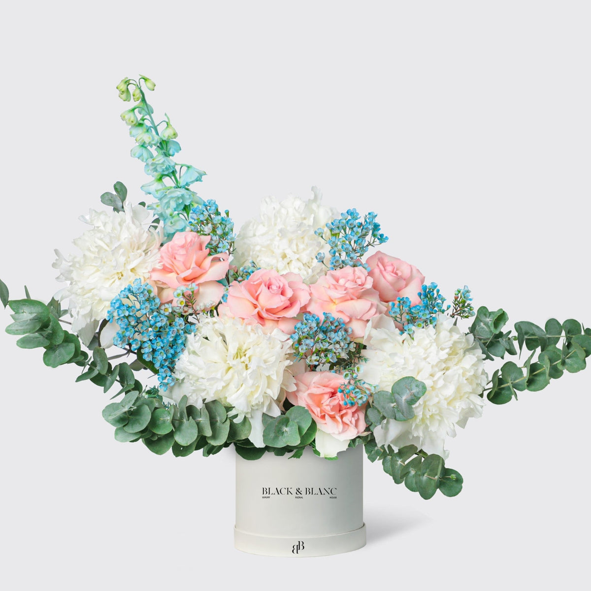 Pastel Dream Peonies in Box - BLACK AND BLANC