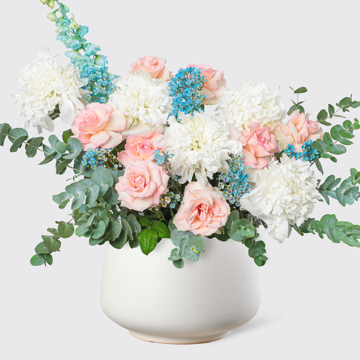Pastel Dream Peonies in Vase - BLACK AND BLANC