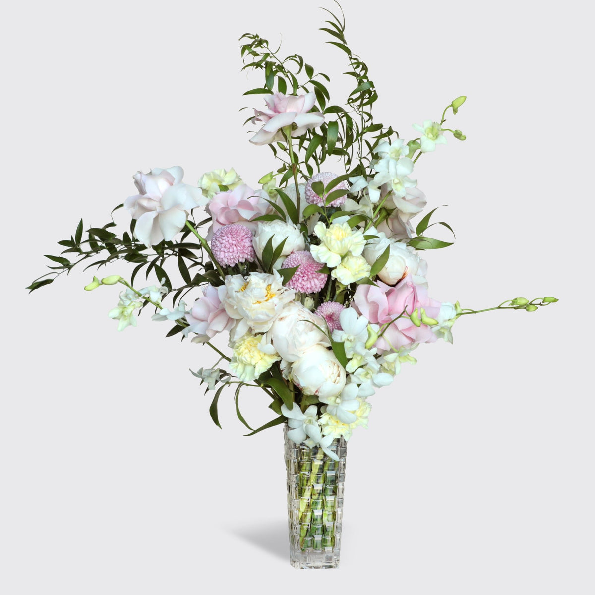 Pastel Peony in Vase - BLACK AND BLANC