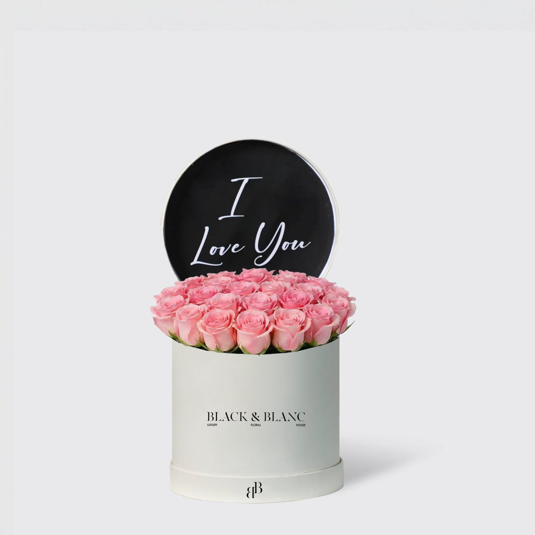 Pink Classic Script - I Love You - BLACK AND BLANC