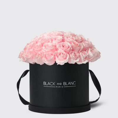 Pink Roses in Box - Fresh Flowers - Le Luxi / Black - Box