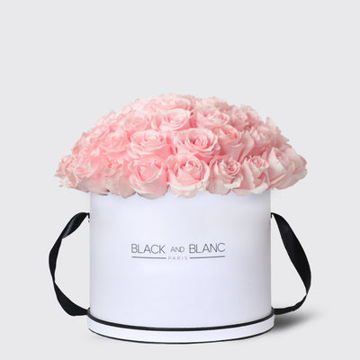 Pink Roses in Box - Fresh Flowers - Le Luxi / White - Box