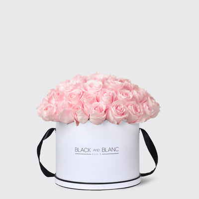 Pink Roses in Box - Fresh Flowers - Le Maxi / White - Box