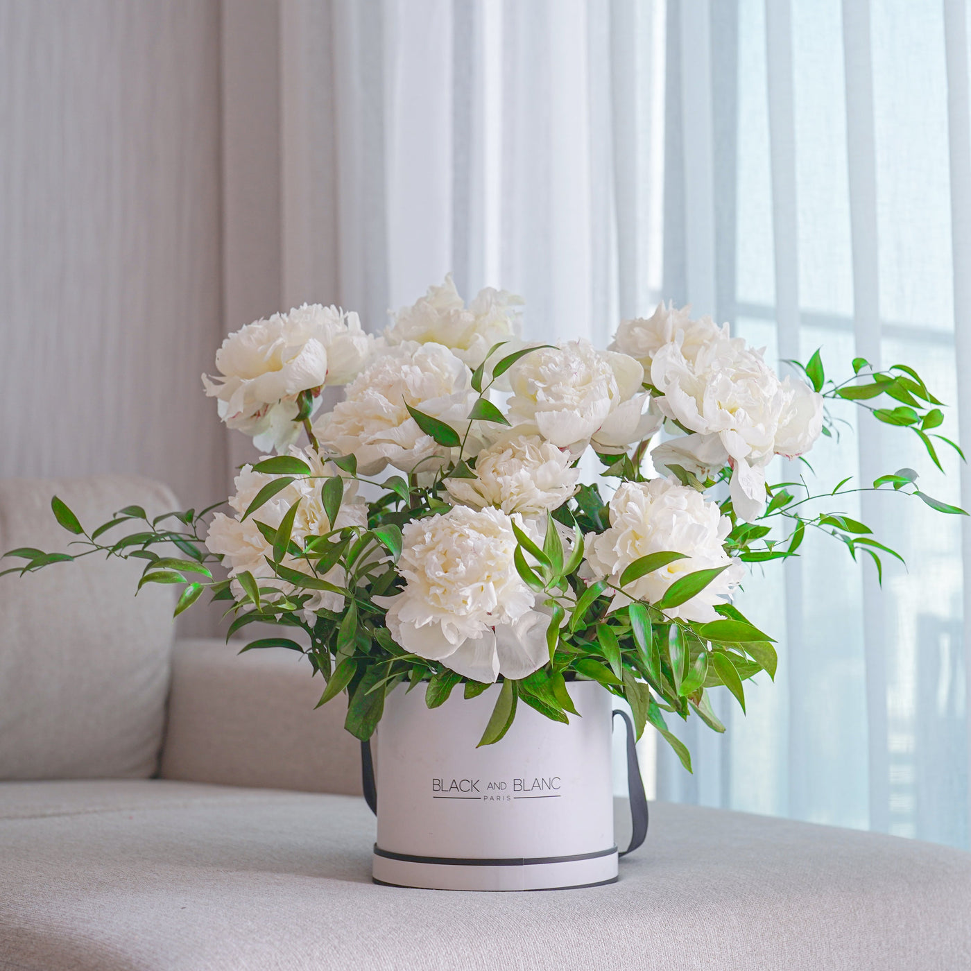 Pure White Peonies in Box