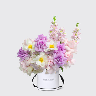 Purple Paradise in Box - Fresh Flowers - Le Medium / White - wd