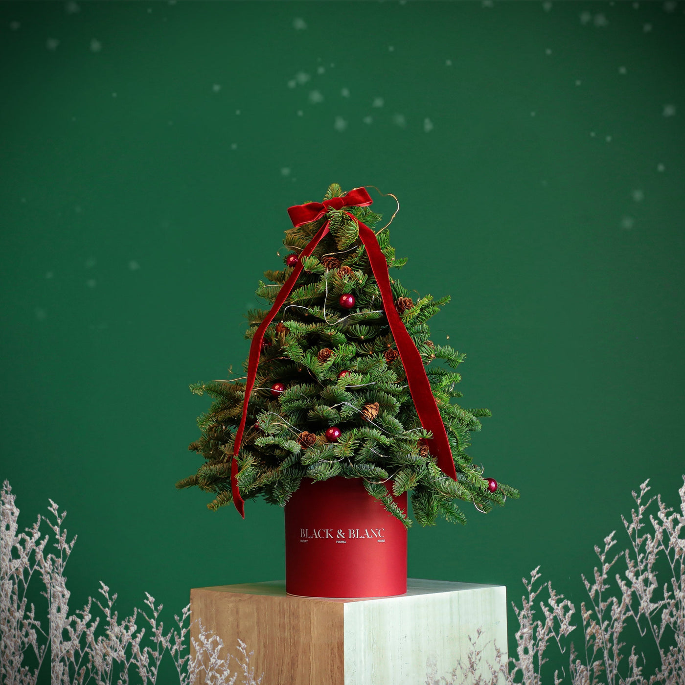 Red Christmas Tree with Lights