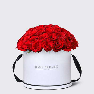 Red Roses in Box - Fresh Flowers - Le Luxi / White - Box