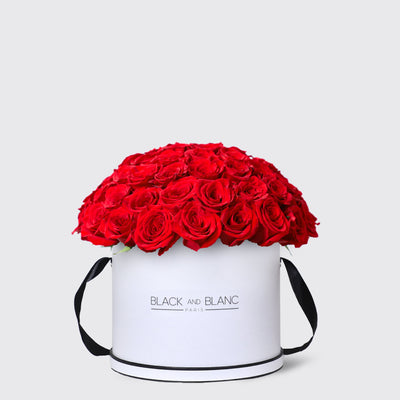 Red Roses in Box - Fresh Flowers - Le Maxi / White - Box