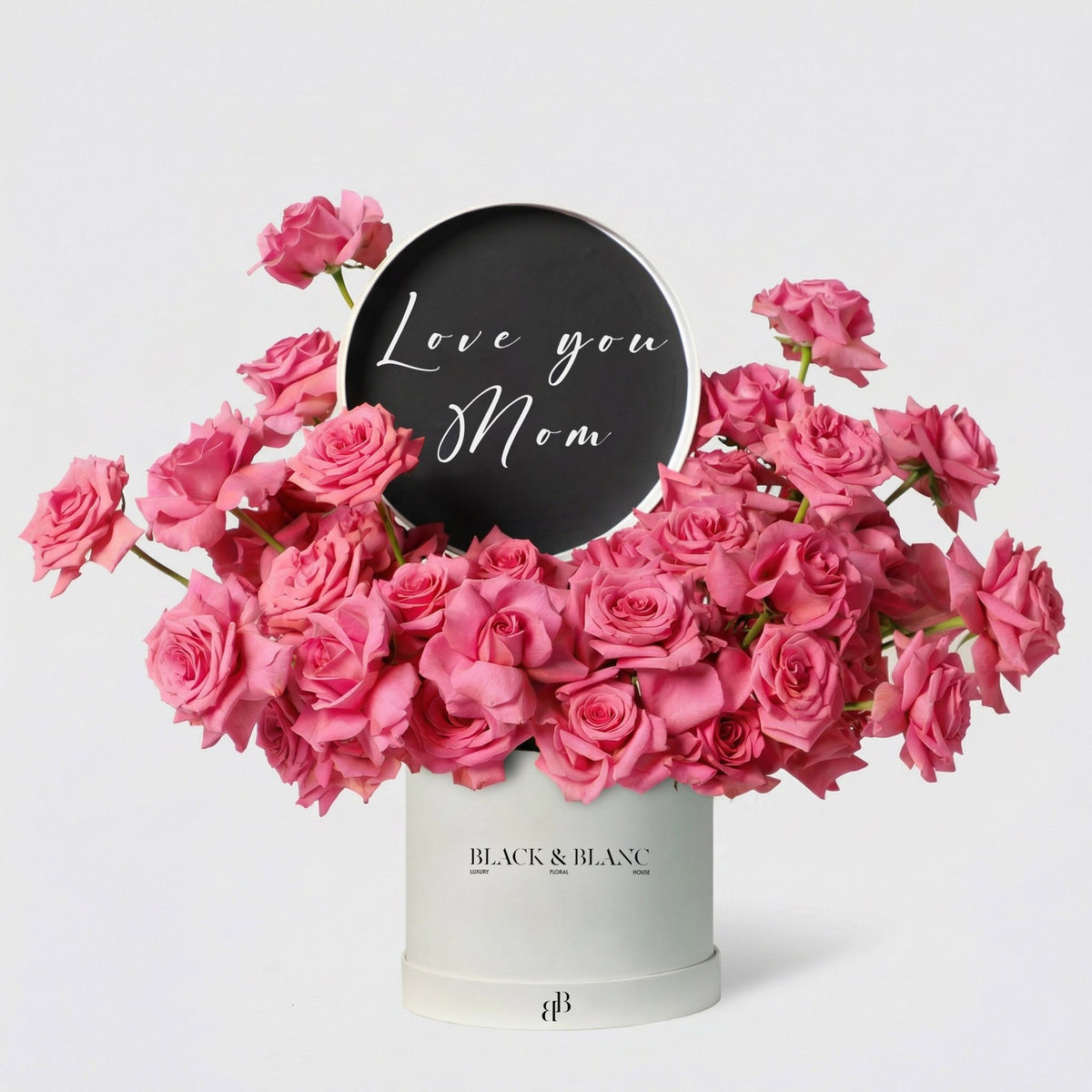 Rose Lux Script - Love You Mom - BLACK AND BLANC