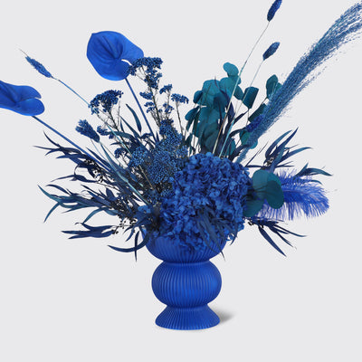 Royal Blue Symphony in Vase - Fresh Flowers - Vase