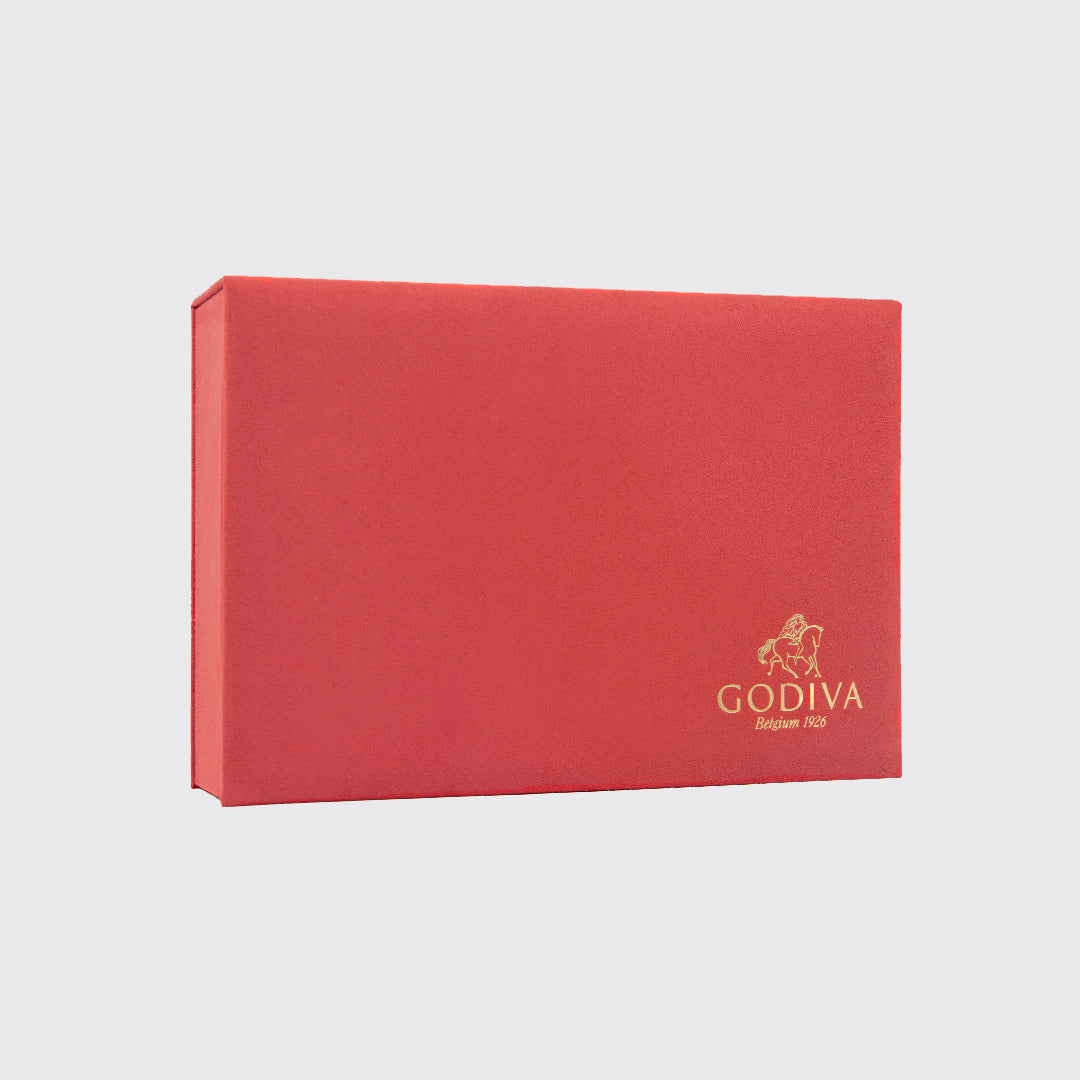 Red Godiva chocolate box featuring gold logo in a luxurious Royal Gift Box