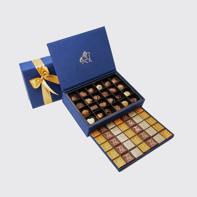 Luxury Royal Gift Box with assorted truffles and chocolates in two classy layers