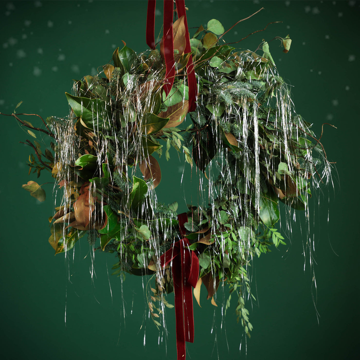 Rustic Velvet Wreath with Tinsel