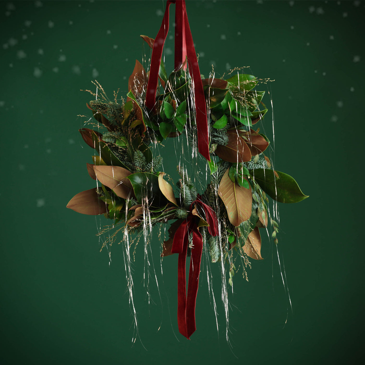 Rustic Velvet Wreath with Tinsel