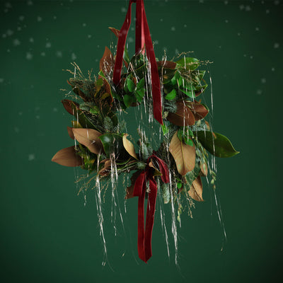 Rustic Velvet Wreath with Tinsel