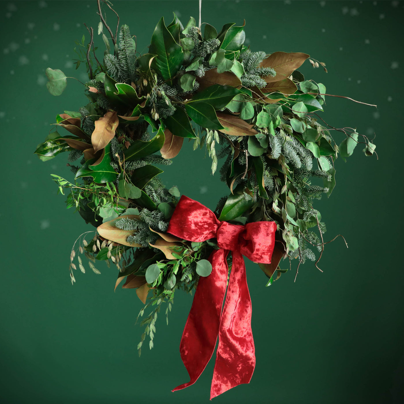 Rustic Wreath with Red Bow