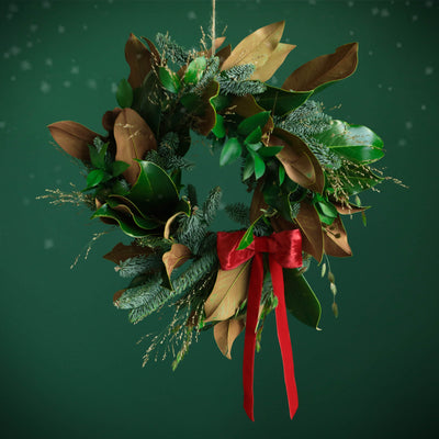 Rustic Wreath with Red Bow