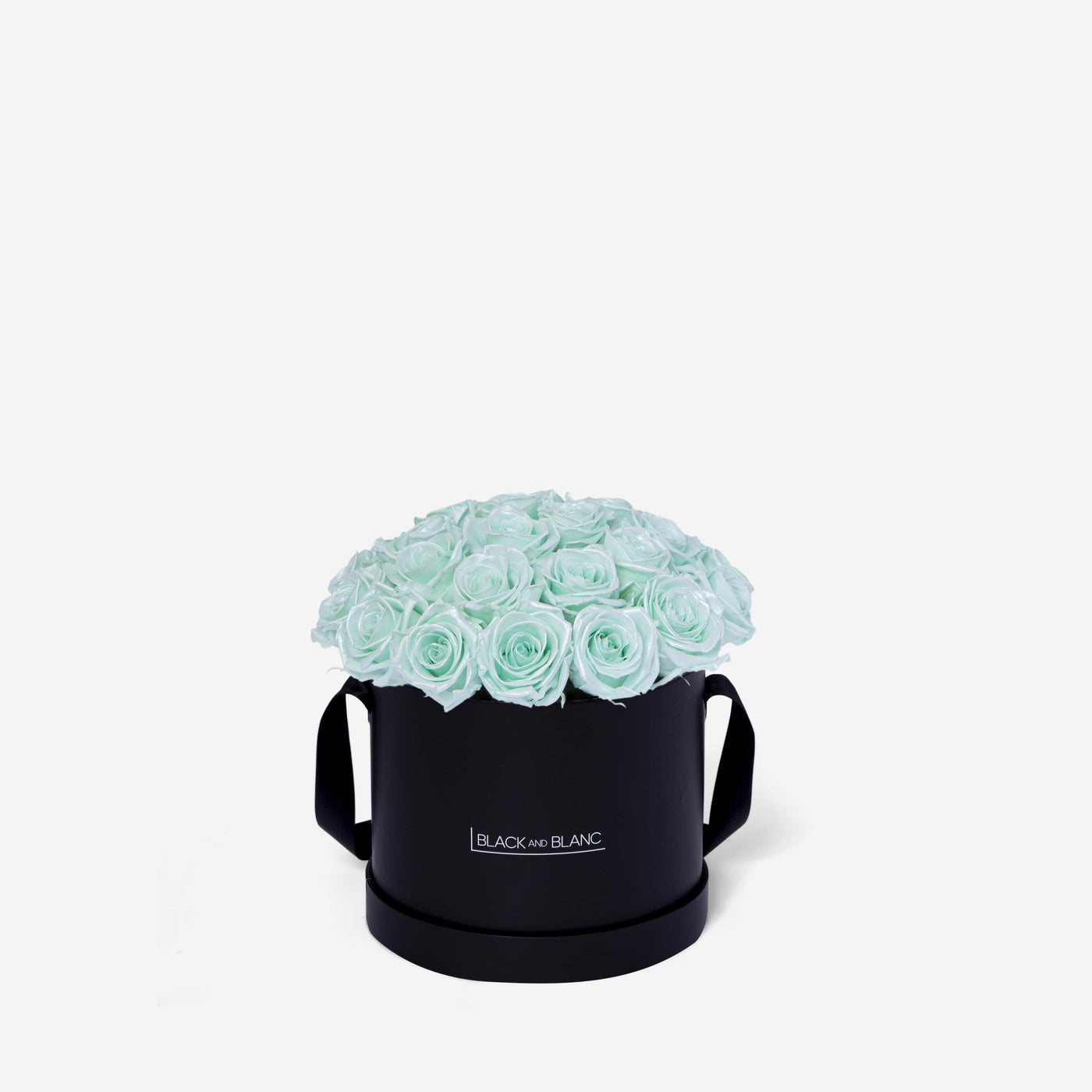 Satin Tiffany BouqBox - Infinity Roses - BLACK AND BLANC