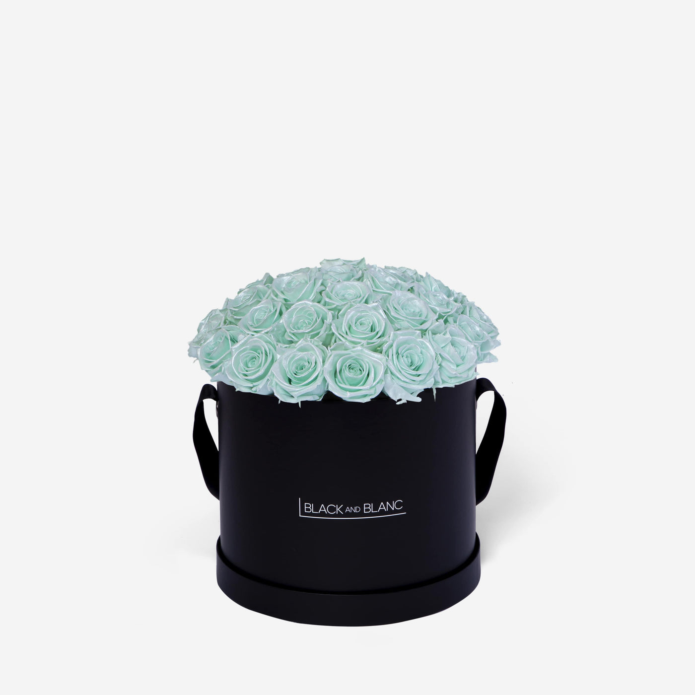 Satin Tiffany BouqBox - Infinity Roses - BLACK AND BLANC