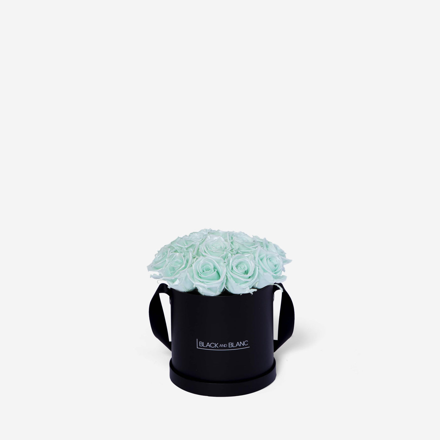 Satin Tiffany BouqBox - Infinity Roses - BLACK AND BLANC