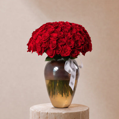 Sharara Red Roses in Lumiere Vase