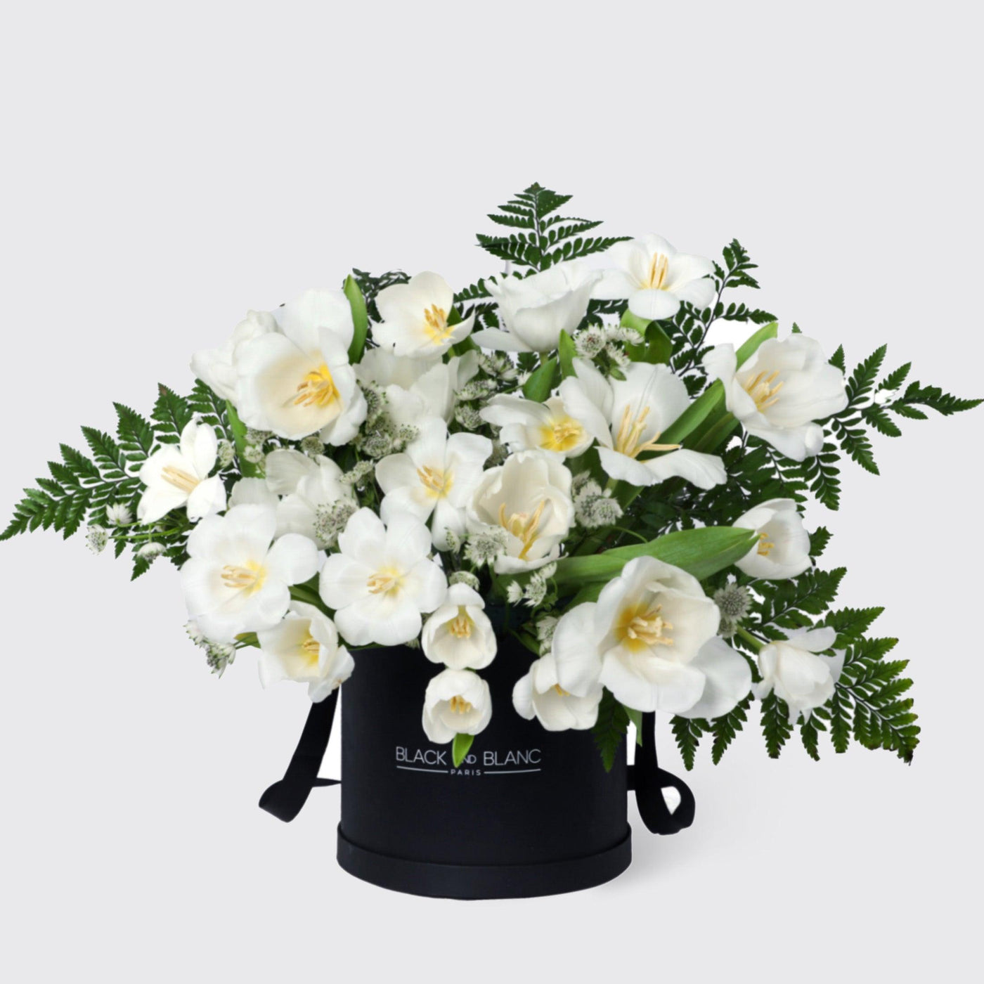 Snow White Tulips BouqBox - Fresh Flowers - BLACK AND BLANC