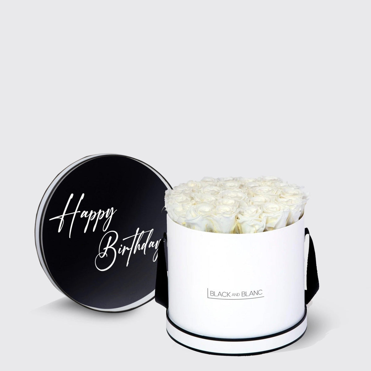 Texte de Fleur - Happy Birthday - Infinity Roses - BLACK AND BLANC