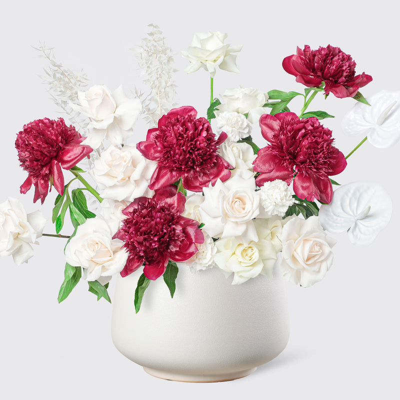 Timeless Beauty Peonies in Vase - BLACK AND BLANC