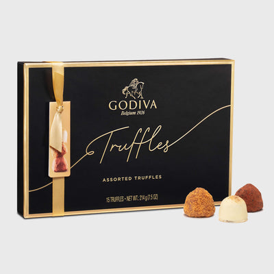 Godiva Signature Chocolate Truffles Gift Box with assorted truffles and gold accents