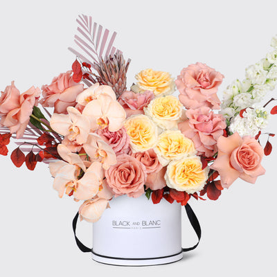 Vibrant Cheer in Box - Fresh Flowers - Le Grand / White