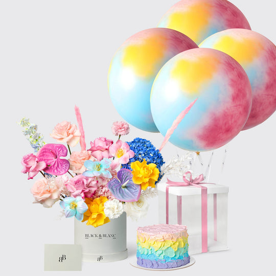 Vibrant Delice with Cake and Balloons - BLACK AND BLANC