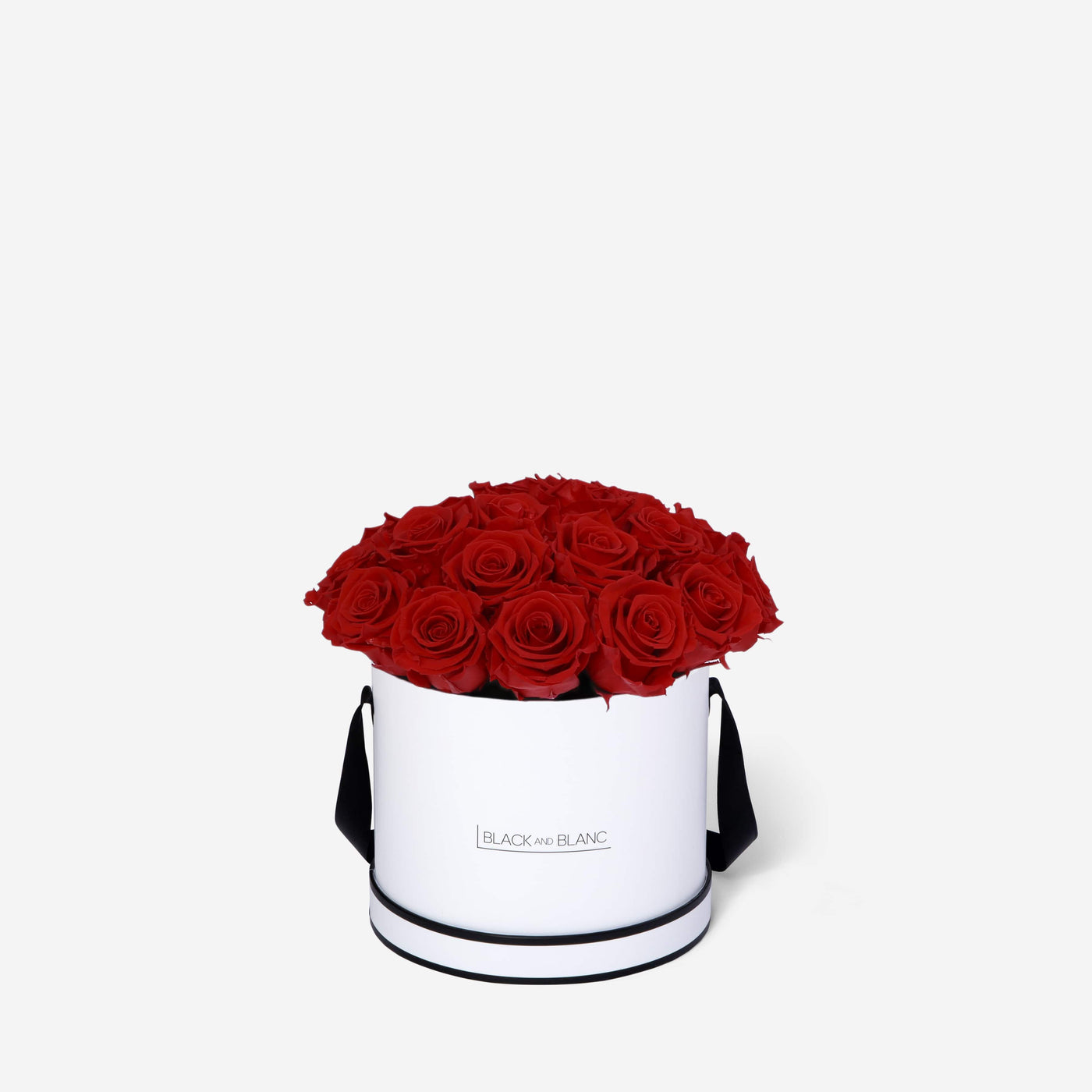 Vibrant Red BouqBox - Infinity Roses - BLACK AND BLANC