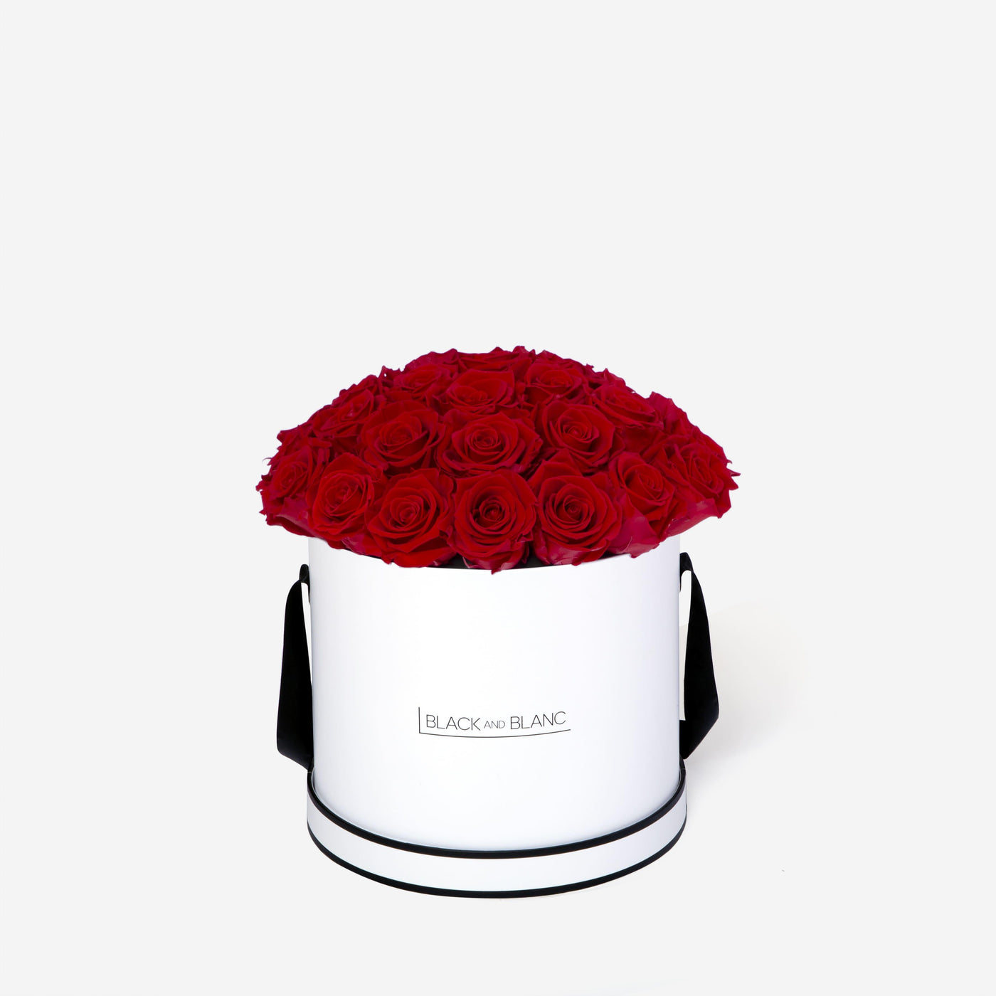 Vibrant Red BouqBox - Infinity Roses - BLACK AND BLANC