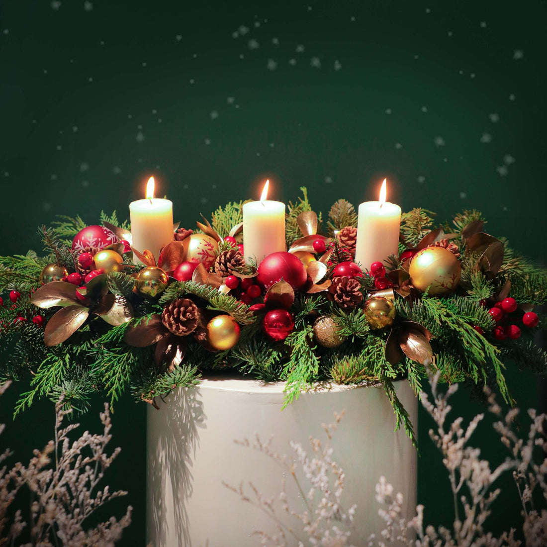 Warm Glow Centerpiece - Fresh Flowers - BLACK AND BLANC