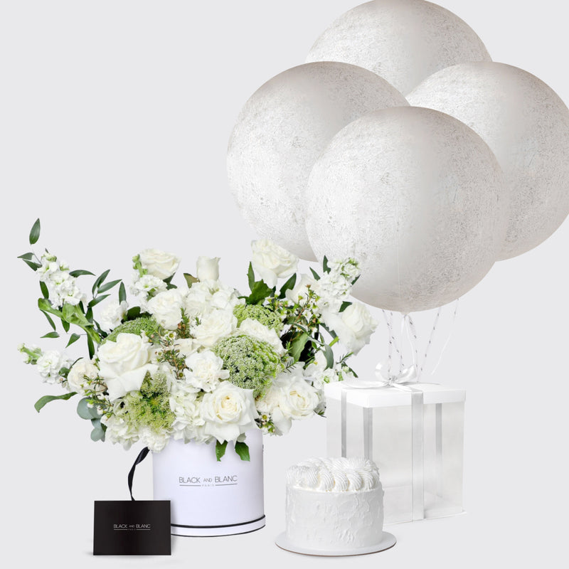 Whispering White with Cake and Balloons (Express)