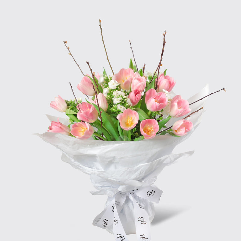 Wild Pink Tulips Bouquet - BLACK AND BLANC