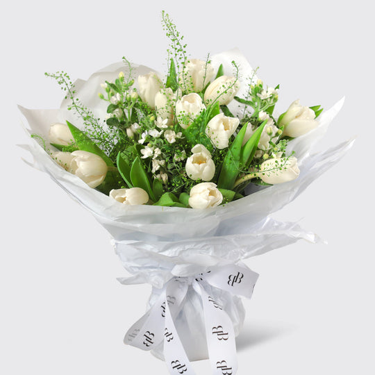 Wild White Tulips Bouquet - BLACK AND BLANC